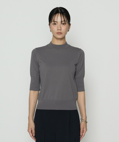 COMME CA（コムサ）の「コットンダルストレッチ 半袖プルオーバー（ニット/セーター・レディース・グレー/ブルー/キナリ・11号/9号）」の9枚目の写真