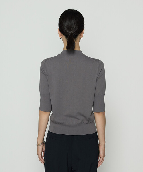 COMME CA（コムサ）の「コットンダルストレッチ 半袖プルオーバー（ニット/セーター・レディース・グレー/ブルー/キナリ・11号/9号）」の4枚目の写真