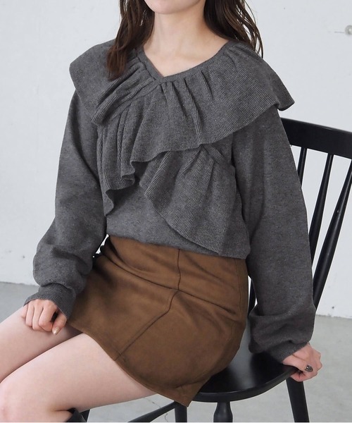 セール】フリルクロスニットプルオーバー（ニット/セーター）｜tiptop