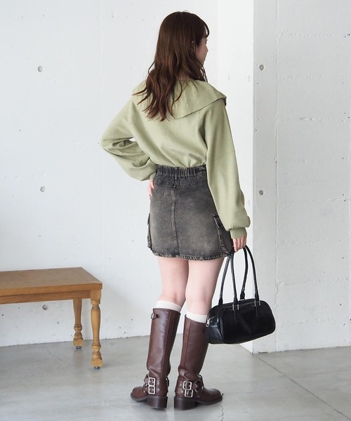 tiptop（ティップトップ）の「フリルクロスニットプルオーバー（ニット/セーター・レディース・アイボリー/チャコールグレー/ピンク/グリーン・FREE）」の13枚目の写真