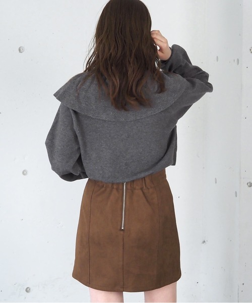 tiptop（ティップトップ）の「フリルクロスニットプルオーバー（ニット/セーター・レディース・アイボリー/チャコールグレー/ピンク/グリーン・FREE）」の8枚目の写真