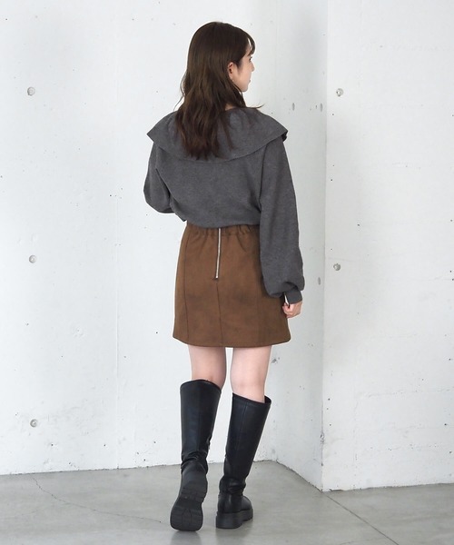 tiptop（ティップトップ）の「フリルクロスニットプルオーバー（ニット/セーター・レディース・アイボリー/チャコールグレー/ピンク/グリーン・FREE）」の6枚目の写真