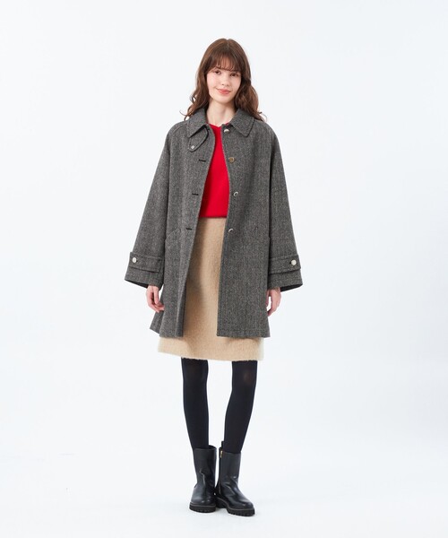 MACKINTOSH PHILOSOPHY(マッキントッシュ フィロソフィー)の「【WELBURY(ウェルベリー)】HEAT TWEED製(ステンカラーコート・レディース・チャコールグレー/ブラウン・38/36)」の4枚目の写真