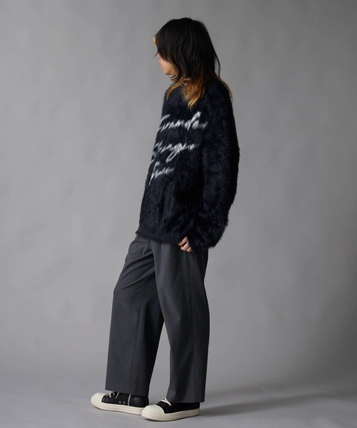 Theater code（シアターコード）の「Thick Jacquard Knit / 肉厚 ジャガード織り ジャギーニット（ニット/セーター・メンズ・ブラック・M/L）」の2枚目の写真