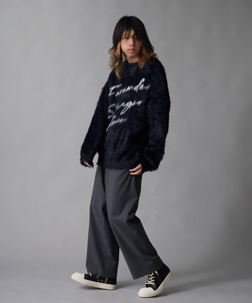 Theater code（シアターコード）の「Thick Jacquard Knit / 肉厚 ジャガード織り ジャギーニット（ニット/セーター・メンズ・ブラック・M/L）」の3枚目の写真