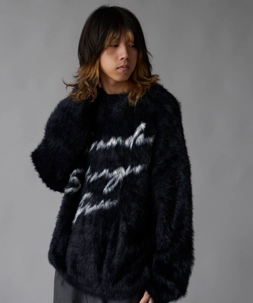 Theater code（シアターコード）の「Thick Jacquard Knit / 肉厚 ジャガード織り ジャギーニット（ニット/セーター・メンズ・ブラック・M/L）」の6枚目の写真