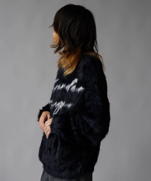 Theater code（シアターコード）の「Thick Jacquard Knit / 肉厚 ジャガード織り ジャギーニット（ニット/セーター・メンズ・ブラック・M/L）」の13枚目の写真