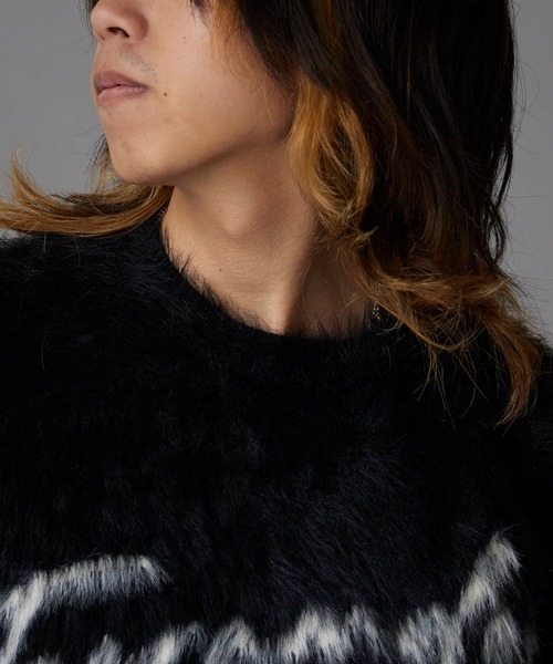 Theater code（シアターコード）の「Thick Jacquard Knit / 肉厚 ジャガード織り ジャギーニット（ニット/セーター・メンズ・ブラック・M/L）」の12枚目の写真