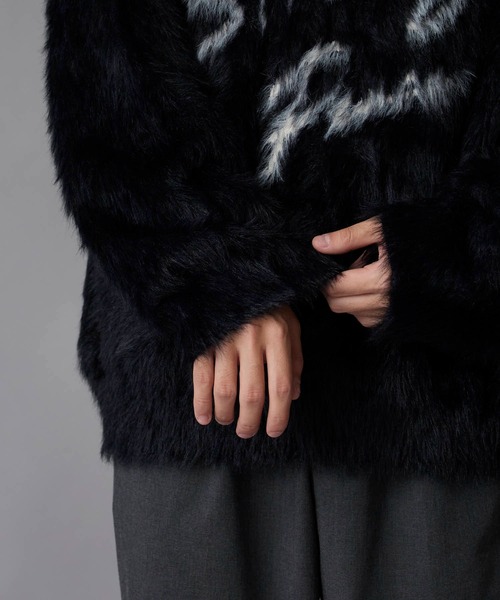 Theater code（シアターコード）の「Thick Jacquard Knit / 肉厚 ジャガード織り ジャギーニット（ニット/セーター・メンズ・ブラック・M/L）」の14枚目の写真