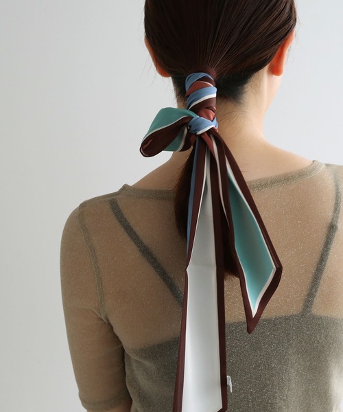 colleca la（コレカラ）の「4color配色ボウタイスカーフ/リボンスカーフ（バンダナ/スカーフ・レディース・ブラウン系/ピンク系/イエロー系・FREE）」の8枚目の写真