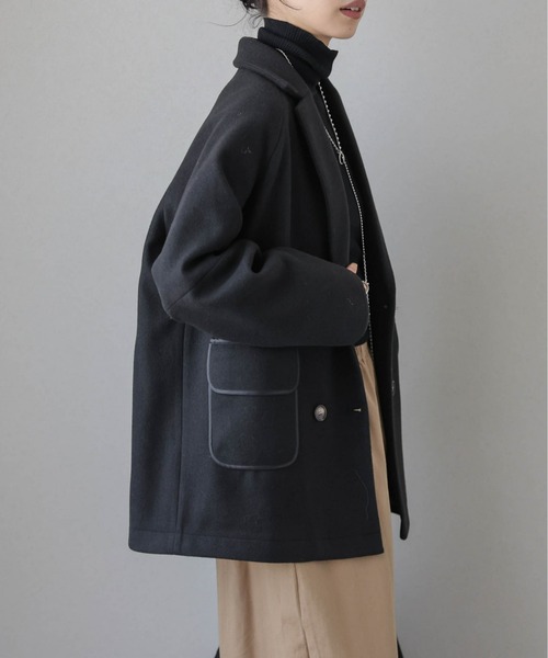AMELY（エミリー）の「パイピングダブルジャケットコート（その他アウター・レディース・ブラック/グレー/ブラウン/ベージュ・フリー）」の6枚目の写真