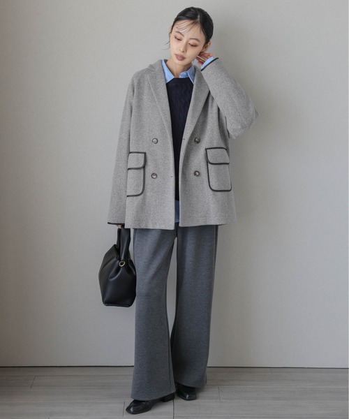 AMELY（エミリー）の「パイピングダブルジャケットコート（その他アウター・レディース・ブラック/グレー/ブラウン/ベージュ・フリー）」の12枚目の写真