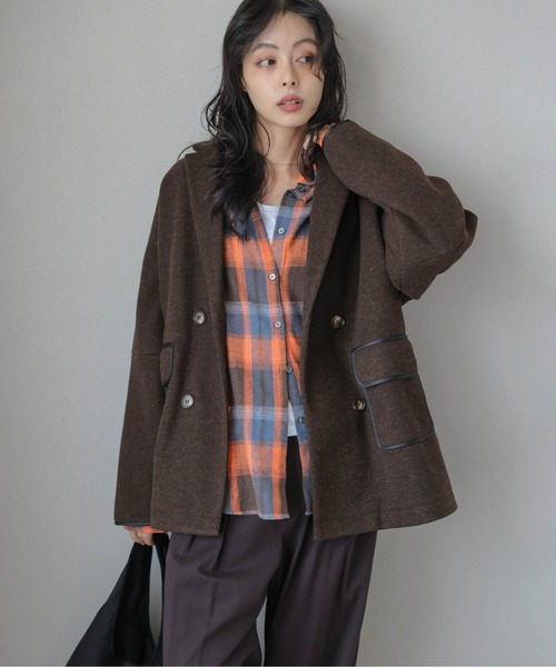 AMELY（エミリー）の「パイピングダブルジャケットコート（その他アウター・レディース・ブラック/グレー/ブラウン/ベージュ・フリー）」の13枚目の写真