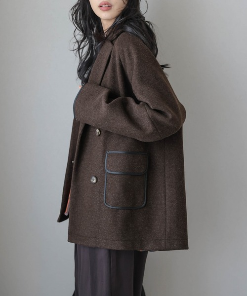 AMELY（エミリー）の「パイピングダブルジャケットコート（その他アウター・レディース・ブラック/グレー/ブラウン/ベージュ・フリー）」の14枚目の写真