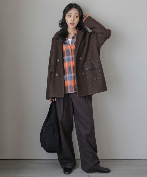AMELY（エミリー）の「パイピングダブルジャケットコート（その他アウター・レディース・ブラック/グレー/ブラウン/ベージュ・フリー）」の15枚目の写真