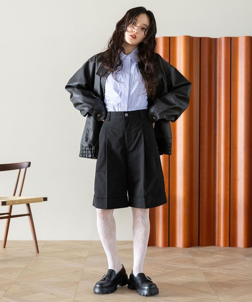 RAGEBLUE（レイジブルー）の「チノタックハーフパンツ（チノパンツ・レディース・ブラック/ブラウン・FREE）」の3枚目の写真