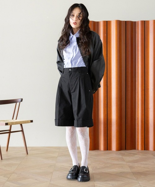 RAGEBLUE（レイジブルー）の「チノタックハーフパンツ（チノパンツ・レディース・ブラック/ブラウン・FREE）」の4枚目の写真