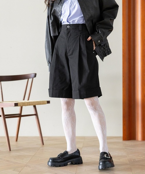 RAGEBLUE（レイジブルー）の「チノタックハーフパンツ（チノパンツ・レディース・ブラック/ブラウン・FREE）」の5枚目の写真