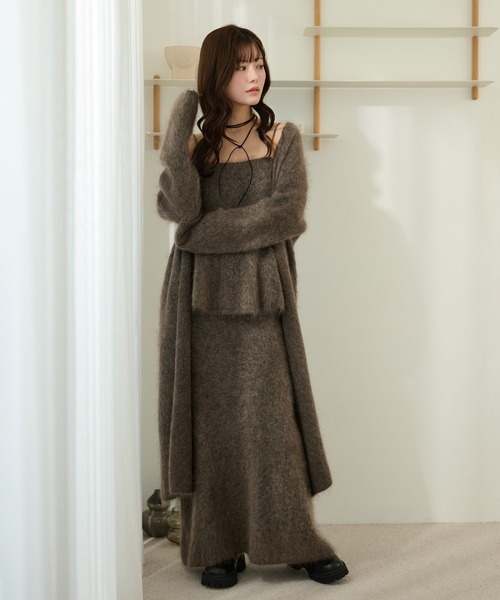 LAULEN（ローレン）の「mohair shawl long cardigan /モヘアショールロング長袖カーディガン（カーディガン/ボレロ・レディース・モカ/チャコールグレー・FREE）」の20枚目の写真