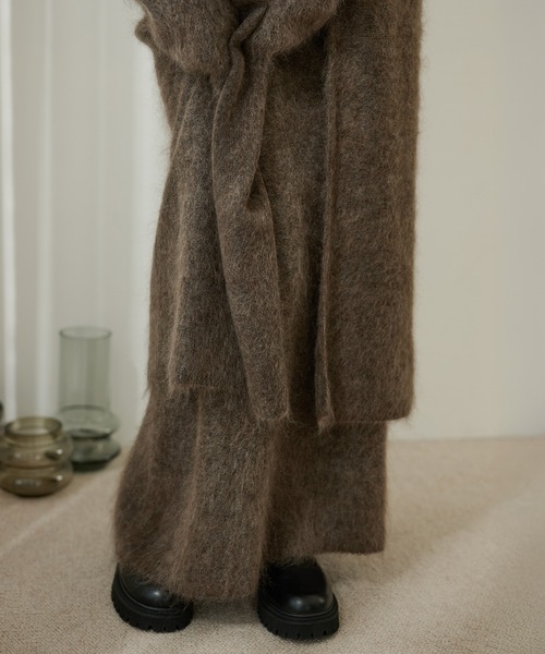 LAULEN（ローレン）の「mohair shawl long cardigan /モヘアショールロング長袖カーディガン（カーディガン/ボレロ・レディース・モカ/チャコールグレー・FREE）」の12枚目の写真
