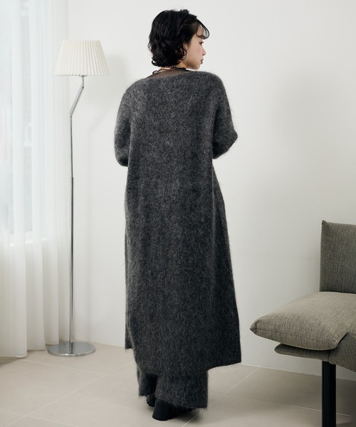 LAULEN（ローレン）の「mohair shawl long cardigan /モヘアショールロング長袖カーディガン（カーディガン/ボレロ・レディース・モカ/チャコールグレー・FREE）」の9枚目の写真