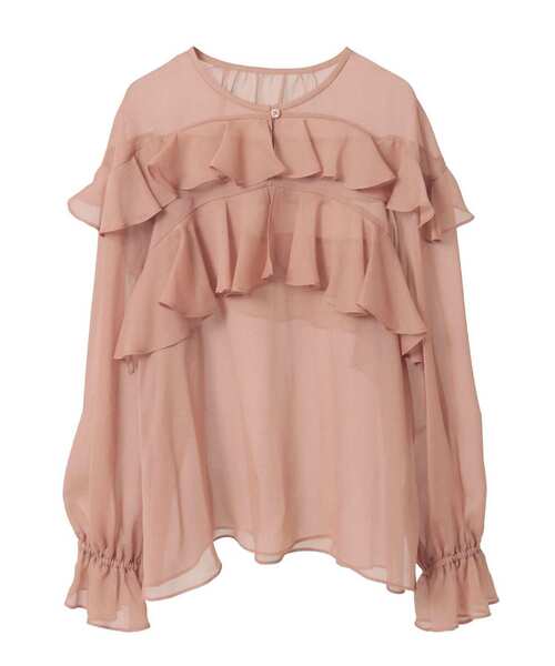 Tiara（ティアラ）の「ラップルフリルブラウス（シャツ/ブラウス・レディース・ベージュ系その他/ベージュ/パープル・FREE）」の2枚目の写真