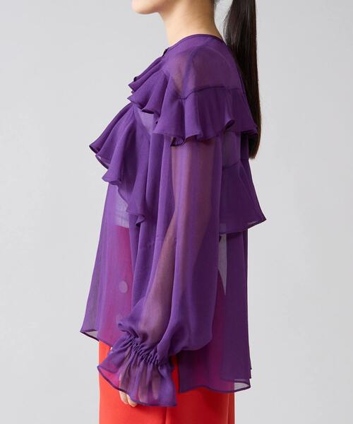 Tiara（ティアラ）の「ラップルフリルブラウス（シャツ/ブラウス・レディース・ベージュ系その他/ベージュ/パープル・FREE）」の4枚目の写真