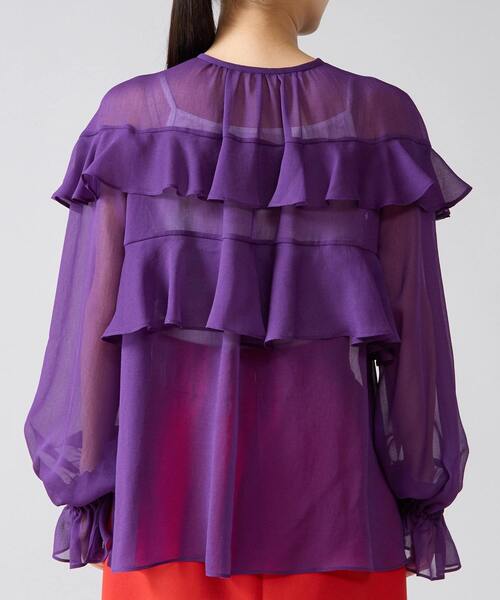 Tiara（ティアラ）の「ラップルフリルブラウス（シャツ/ブラウス・レディース・ベージュ系その他/ベージュ/パープル・FREE）」の5枚目の写真