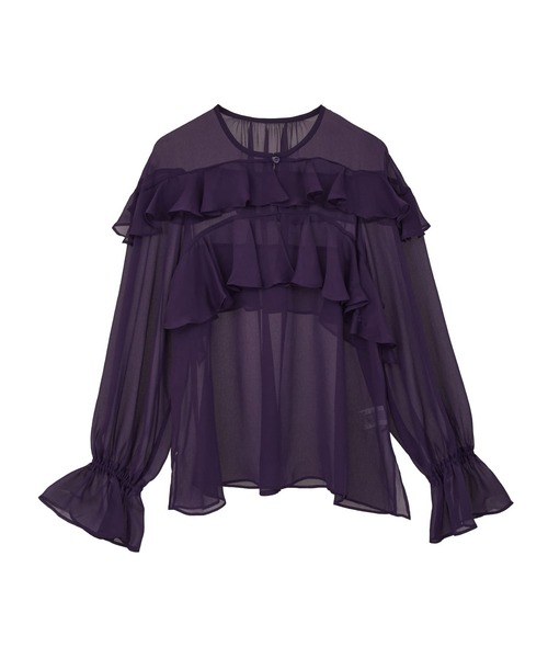 Tiara（ティアラ）の「ラップルフリルブラウス（シャツ/ブラウス・レディース・ベージュ系その他/ベージュ/パープル・FREE）」の7枚目の写真