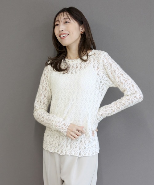 Aletta vita(アレッタビータ)の「起毛レースクルーネックプルオーバー(Tシャツ/カットソー・レディース・アイボリー/ブラック・M)」の14枚目の写真