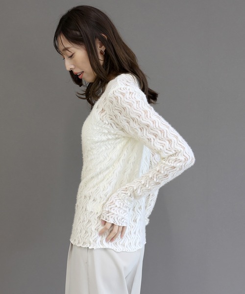 Aletta vita(アレッタビータ)の「起毛レースクルーネックプルオーバー(Tシャツ/カットソー・レディース・アイボリー/ブラック・M)」の15枚目の写真