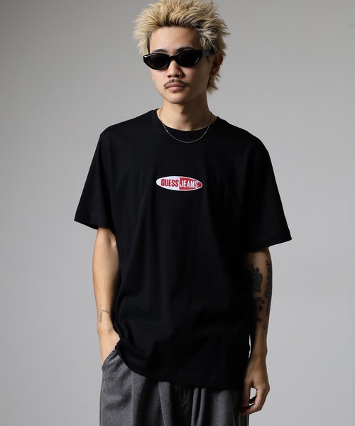 GUESS JEANS（ゲスジーンズ）の「GUESS JEANS GJ REG FIT SMALL LOGO TEE ゲス スプリットロゴTシャツ（Tシャツ/カットソー・メンズ・ダークブルー/ブラック・XL/XXL/M/L）」の12枚目の写真