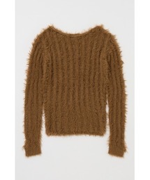 MOUSSY シャギーニット ブラウン MOUSSY（マウジー） ニット セーター 丸首 シャギー 長袖 FREE 茶