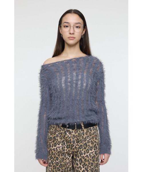 MOUSSY(マウジー)の「SHEER SHAGGY ロングスリーブニット(ニット/セーター・レディース・ブラウン/グレー/オフホワイト・FREE)」の13枚目の写真