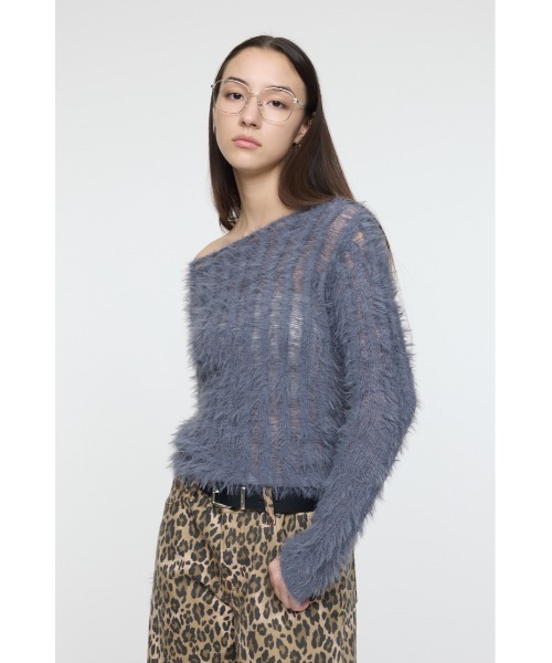 MOUSSY(マウジー)の「SHEER SHAGGY ロングスリーブニット(ニット/セーター・レディース・ブラウン/グレー/オフホワイト・FREE)」の14枚目の写真