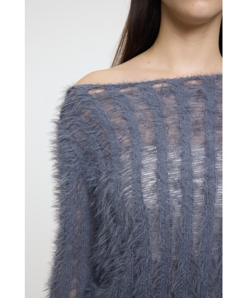 MOUSSY(マウジー)の「SHEER SHAGGY ロングスリーブニット(ニット/セーター・レディース・ブラウン/グレー/オフホワイト・FREE)」の17枚目の写真