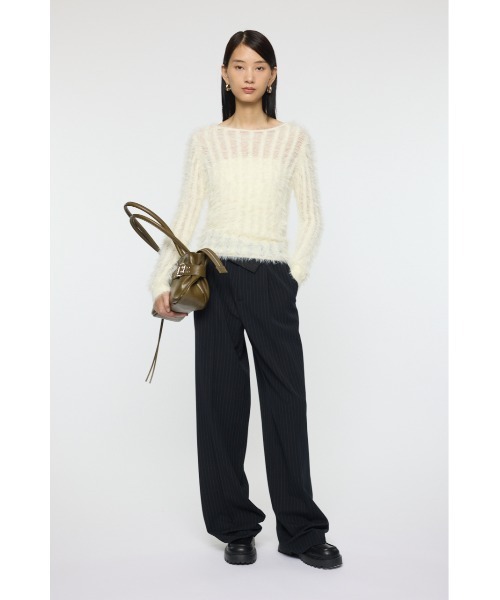 MOUSSY(マウジー)の「SHEER SHAGGY ロングスリーブニット(ニット/セーター・レディース・ブラウン/グレー/オフホワイト・FREE)」の4枚目の写真