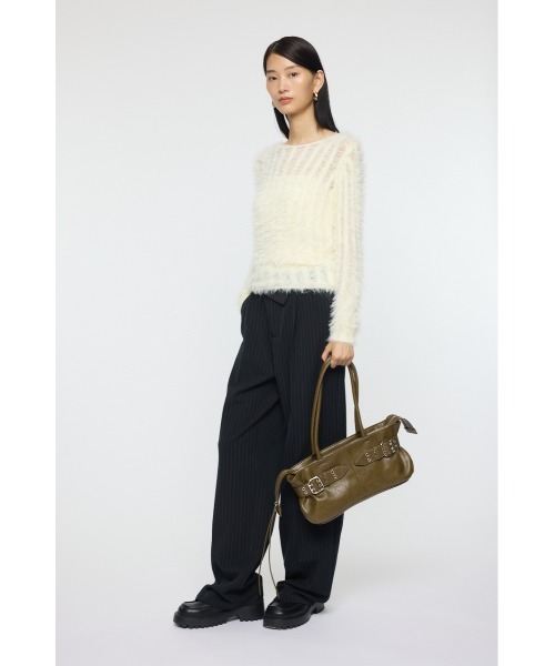 MOUSSY(マウジー)の「SHEER SHAGGY ロングスリーブニット(ニット/セーター・レディース・ブラウン/グレー/オフホワイト・FREE)」の5枚目の写真
