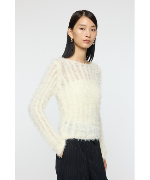 MOUSSY(マウジー)の「SHEER SHAGGY ロングスリーブニット(ニット/セーター・レディース・ブラウン/グレー/オフホワイト・FREE)」の6枚目の写真