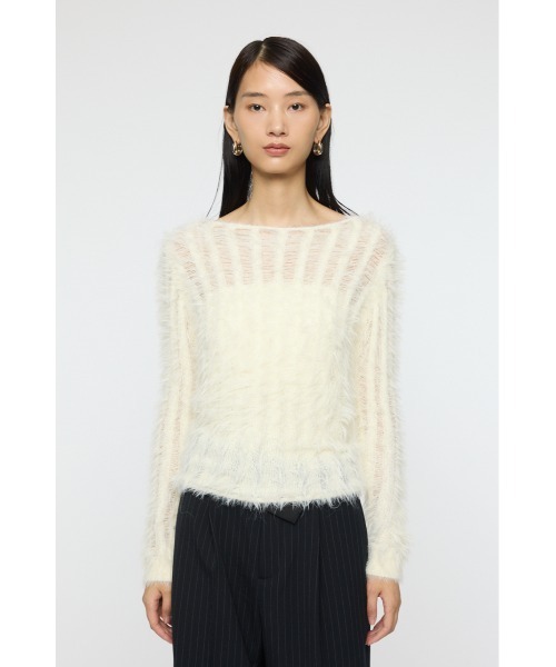 MOUSSY(マウジー)の「SHEER SHAGGY ロングスリーブニット(ニット/セーター・レディース・ブラウン/グレー/オフホワイト・FREE)」の7枚目の写真