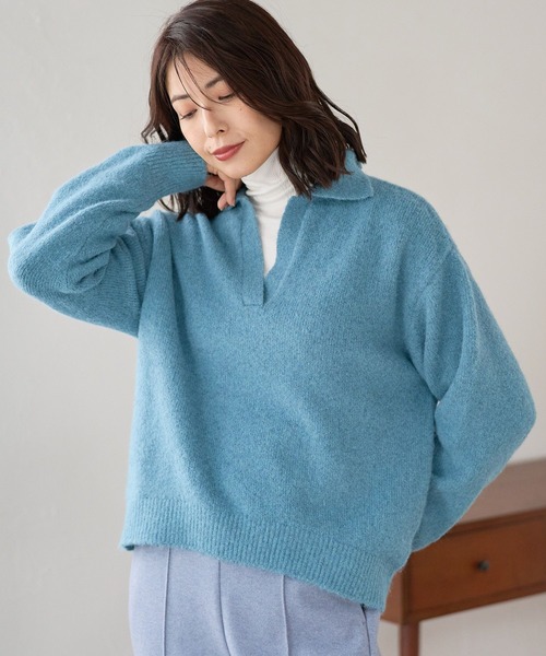 FOUND GOOD（ファウンドグッド）の「フワフワスキッパーニットPO（ニット/セーター・レディース・ブルー系5/ブラック/アイボリー/グレー系5・M/S/L）」の4枚目の写真