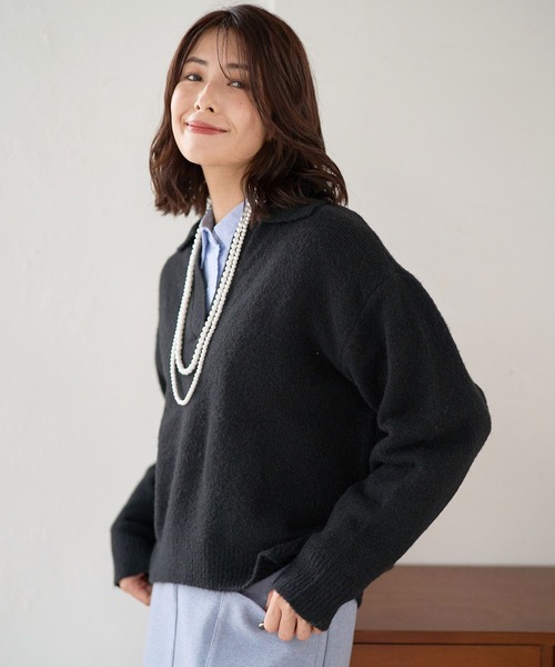 FOUND GOOD（ファウンドグッド）の「フワフワスキッパーニットPO（ニット/セーター・レディース・ブルー系5/ブラック/アイボリー/グレー系5・M/S/L）」の6枚目の写真