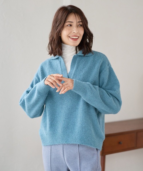 FOUND GOOD（ファウンドグッド）の「フワフワスキッパーニットPO（ニット/セーター・レディース・ブルー系5/ブラック/アイボリー/グレー系5・M/S/L）」の10枚目の写真