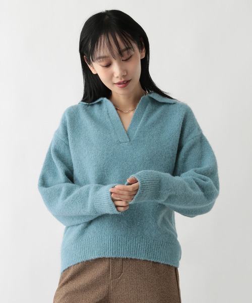 FOUND GOOD（ファウンドグッド）の「フワフワスキッパーニットPO（ニット/セーター・レディース・ブルー系5/ブラック/アイボリー/グレー系5・M/S/L）」の15枚目の写真