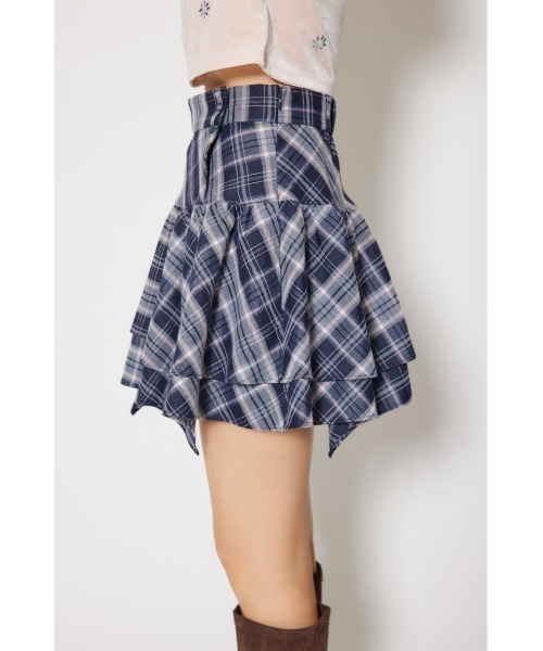 rienda(リエンダ)の「2WAYアシンメトリーチェックジャストウエストスカート 秋服 冬服(スカート・レディース・ブルー系その他・MEDIUM/SMALL)」の4枚目の写真