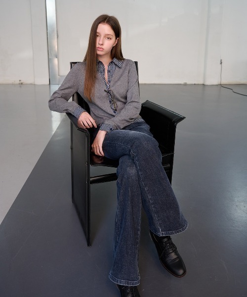 GENERAL IDEA（ジェネラルアイデア）の「【GENERAL IDEA】チェックシャツレイヤードカーディガン / CHECK SHIRTS LAYERED CARDIGAN（カーディガン/ボレロ・レディース・グレー/ブラック・L/M/S）」の15枚目の写真