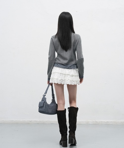 GENERAL IDEA（ジェネラルアイデア）の「【GENERAL IDEA】チェックシャツレイヤードカーディガン / CHECK SHIRTS LAYERED CARDIGAN（カーディガン/ボレロ・レディース・グレー/ブラック・L/M/S）」の17枚目の写真