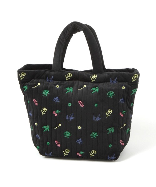 BAYFLOW（ベイフロー）の「刺繍ベルベットトート（トートバッグ・レディース・ブラック/ベージュ・FREE）」の3枚目の写真