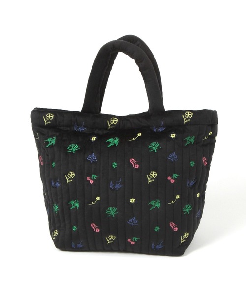 BAYFLOW（ベイフロー）の「刺繍ベルベットトート（トートバッグ・レディース・ブラック/ベージュ・FREE）」の6枚目の写真