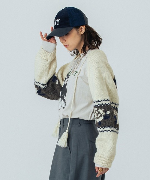 ROSE BUD（ローズバッド）の「(mag.by c)NEPAL KNIT BOLERO（カーディガン/ボレロ・レディース・オフホワイト/ブラック・ONE SIZE）」の4枚目の写真